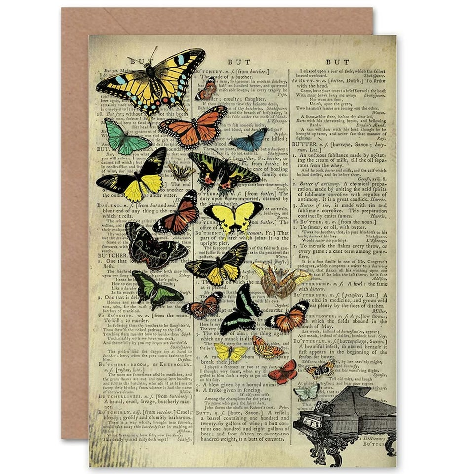 image 1 of Upcycle Butterfly Explosion Piano Birthday Card