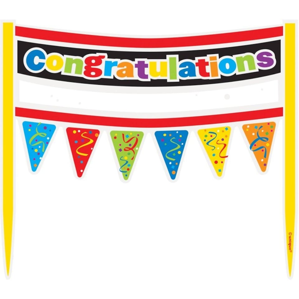 Unique Party Bunting Congratulations Cake Topper - Multicoloured - One Size