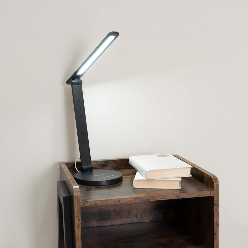 image 1 of ValueLights Kiko Adjustable Black Dimmable LED Wireless Charger Desk Lamp