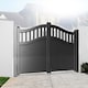 image 1 of Double Swing Gate 3000x2200mm Black - Vertical Solid Infill and Bell-Curved Top Full Privacy Driveway Gate Black