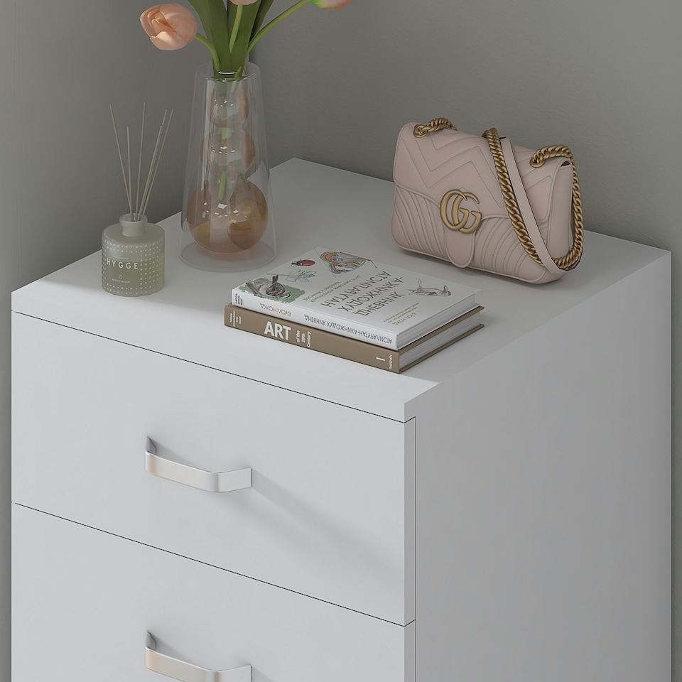 image 1 of FWStyle Tunis 5 Drawer Tallboy Slim Chest Of Drawers - Matt White