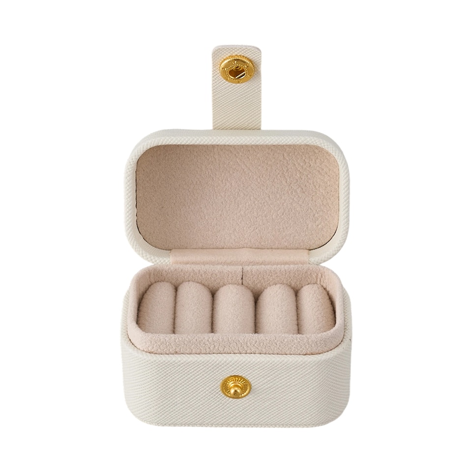 image 1 of Living and Home Compact Portable Mini Ring Holder Case-White | White