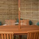 image 4 of Outdoor 6 Person Rectangular Wooden Garden Patio Dining Table Chairs with Black Parasol and Base Set