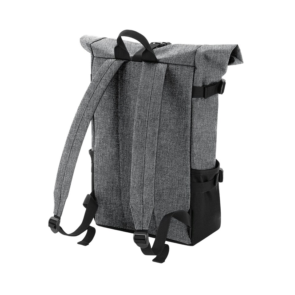 image 1 of Bagbase Block Roll Top Backpack - Grey Marl/Black - One Size