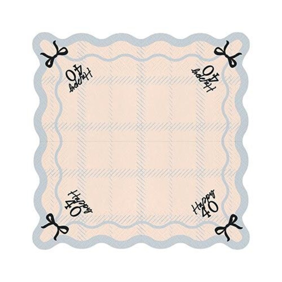 image 1 of Happy 40th Birthday Black Bow Cream Elegant Milestone Paper Luncheon Napkins 2 Ply 33cm - Pack of 12 Black
