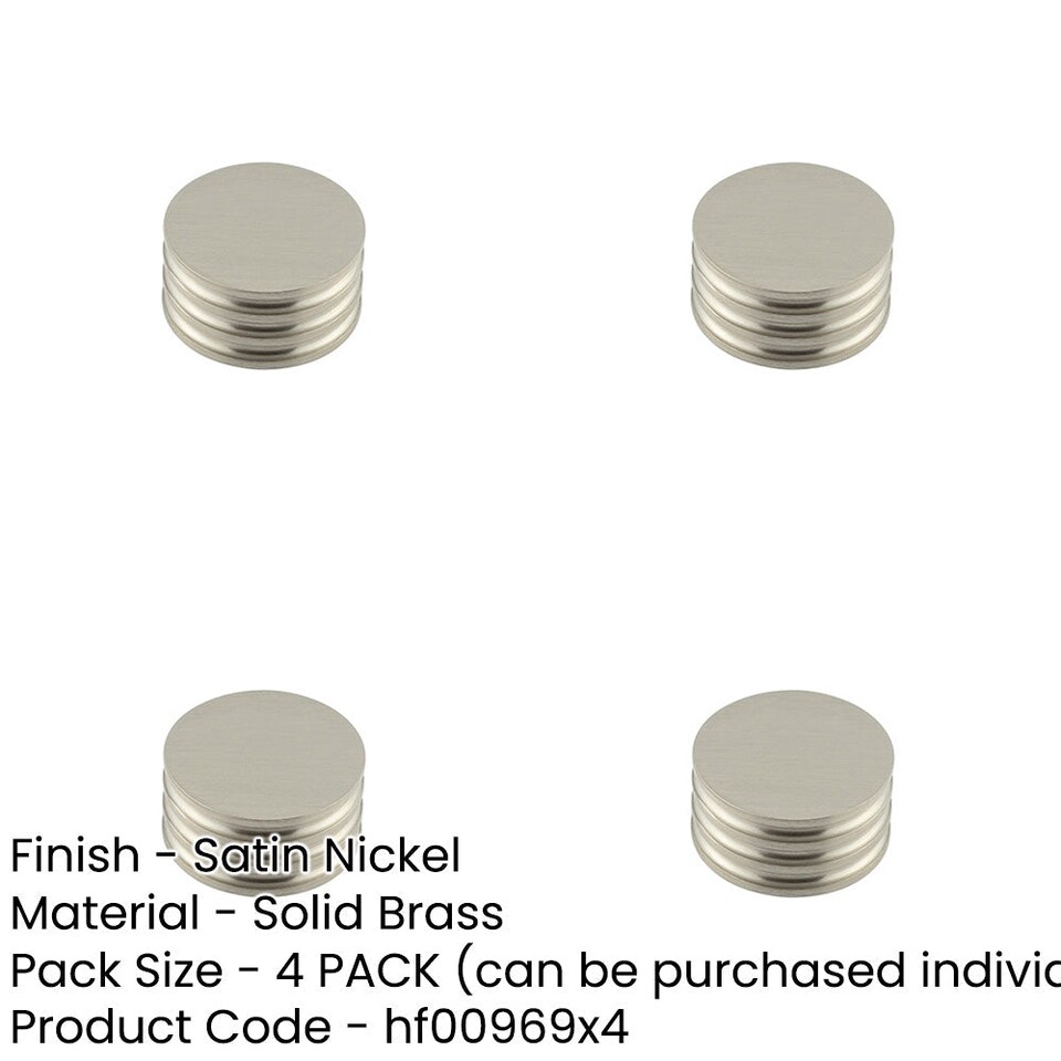 image 1 of 4 PACK Elegant Solid Brass Cupboard Knob in Satin Nickel Finish - 40mm Size - Kitchen Cabinet Knob