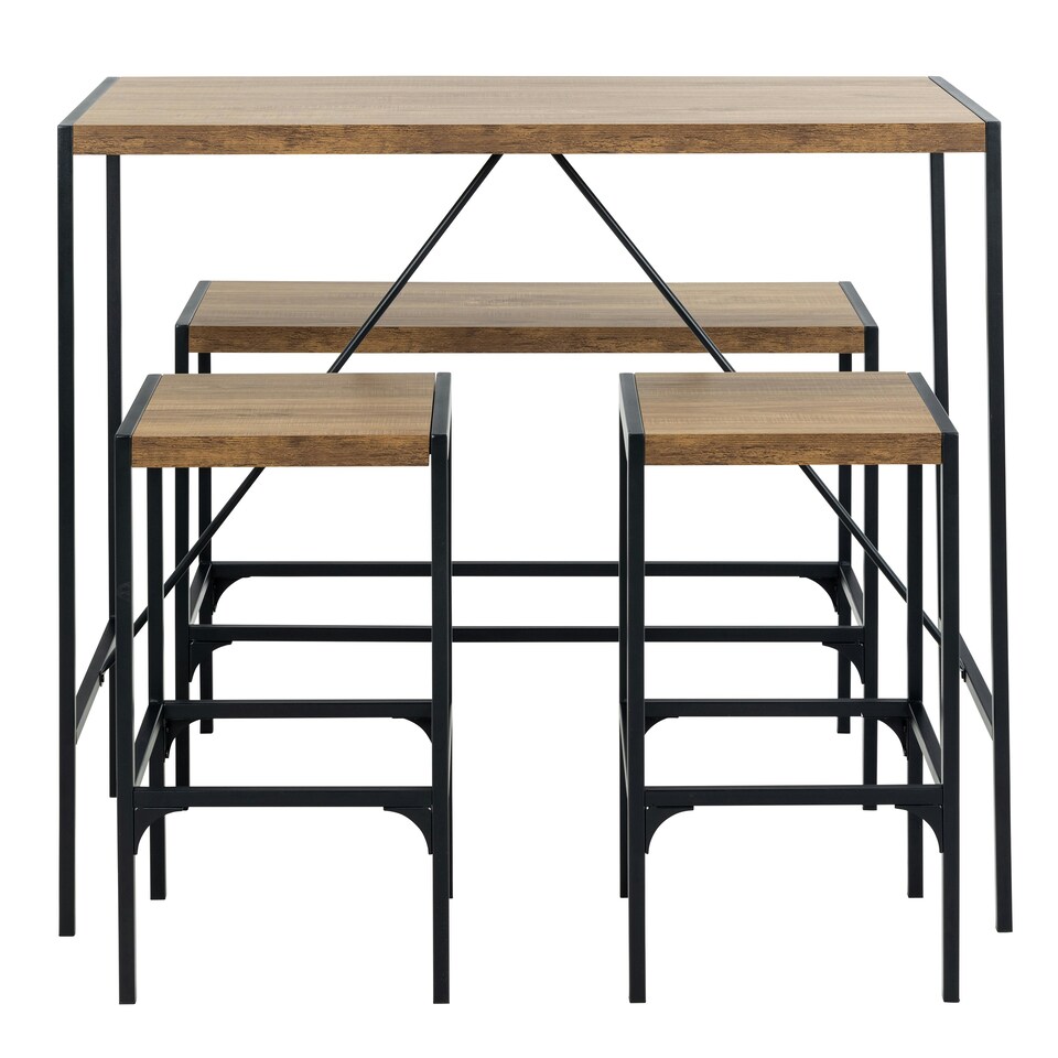 image 1 of Bahamas Bar Table Set and Black and Oak