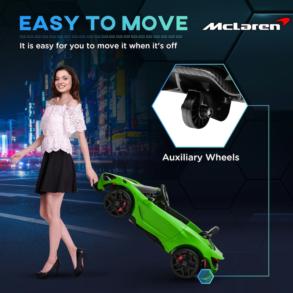 image 1 of AIYAPLAY McLaren 765LT Licensed 12V Kids Ride on Car w/ MP3 Music, Green