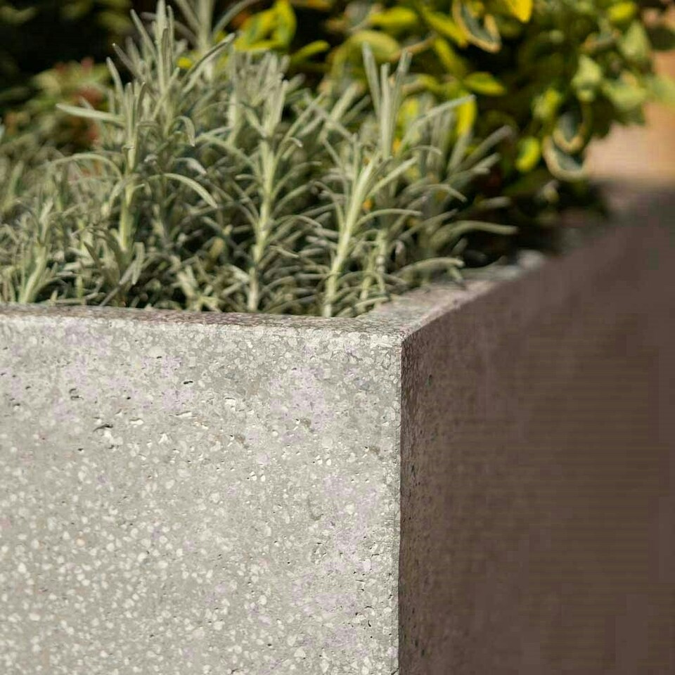 image 1 of Primrose Grey Cube Handmade Fiberstone Indoor Outdoor Planter 50cm