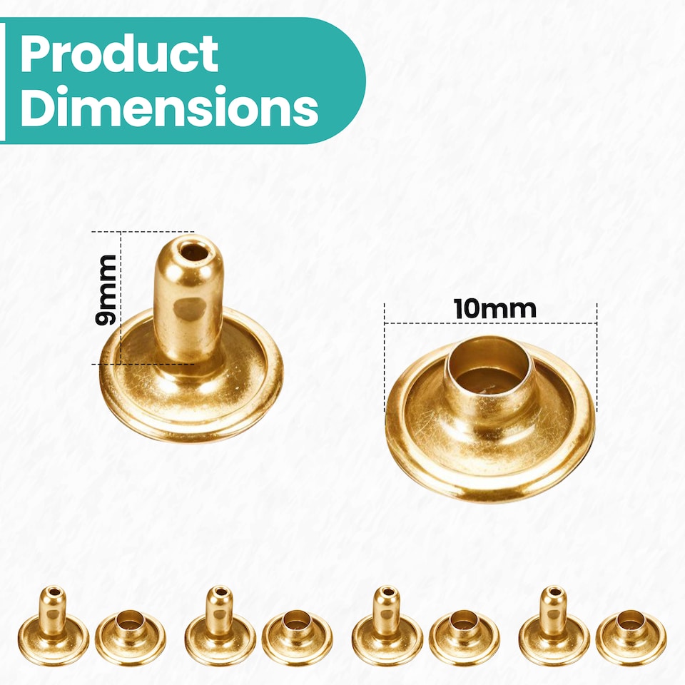image 1 of 10mm Double Cap Rivets, Tubular Metal Studs for DIY Projects - 100pcs