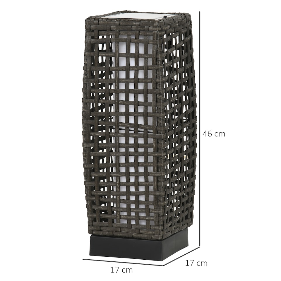 image 1 of Outsunny Outdoor Rattan Solar Lantern wtih Auto On/Off Solar Powered LED Lights