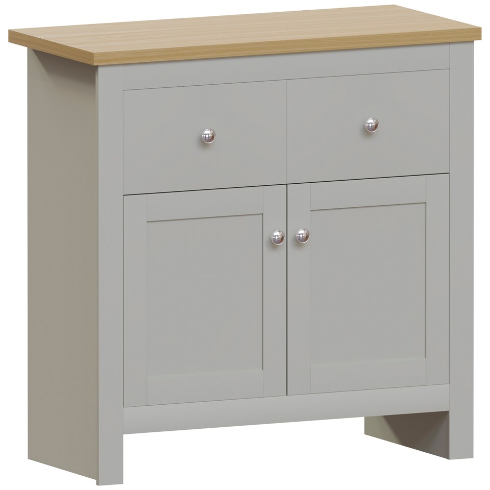 image 1 of Vida Designs Arlington 2 Drawer 2 Door Sideboard Shaker Buffet Cabinet Storage, Grey & Oak | Grey | Grey & Oak | 1