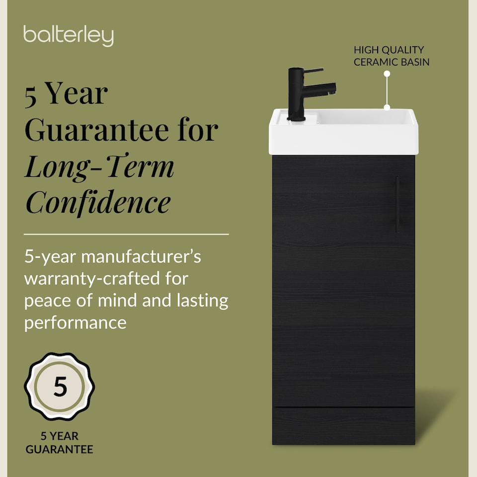 image 1 of Floor Standing Vanity Basin 400mm Charcoal & Matt Black Handle | Black | Charcoal Black | 861 x 405 x 222mm