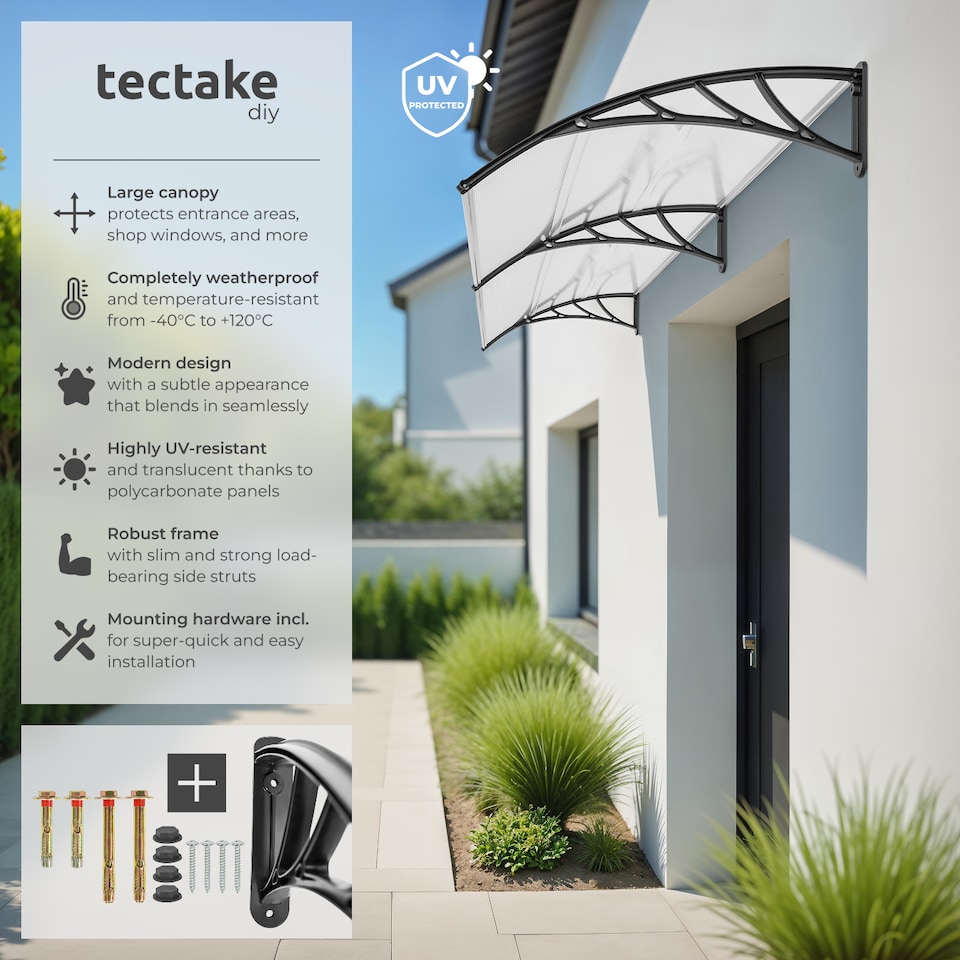 image 1 of Canopy Transparent - solid front door rain shelter | Clear | transparent | 93 x 200 x 0,50 cm | 1