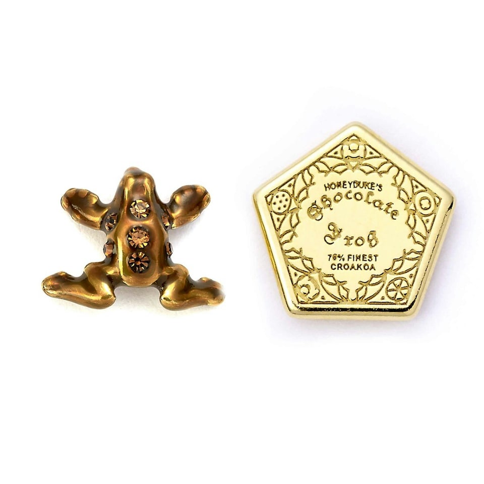 image 1 of Official Harry Potter Sterling Silver Chocolate Frog Stud Earrings with Crystal Elements
