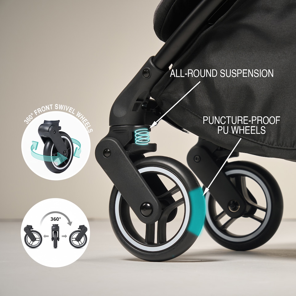 image 1 of Allis Baby Flick Auto-Fold Stroller - Lightweight Foldable Pushchair - For Newborns to up to 22kg | Black | Black | One Size | 1
