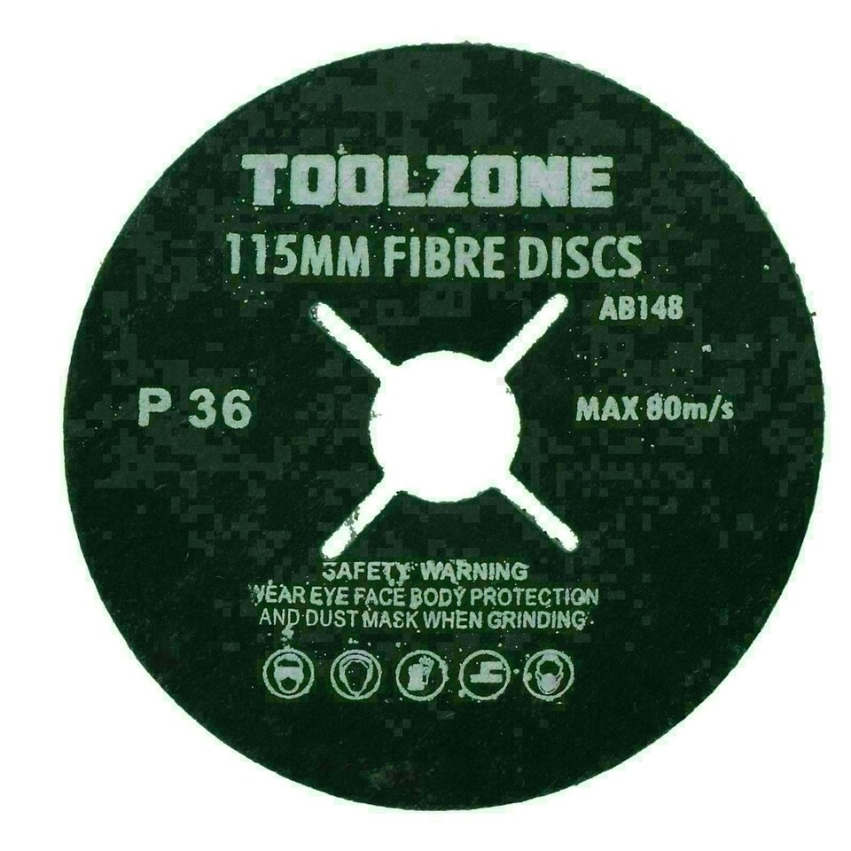 image 1 of 20pc 115mm (4.5") Fibre Discs 36 Grit Abrasive Sanding Disc Wood Metal Masonry