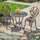 image 4 of Brown Bistro Set Outdoor Garden Patio Floral Table and 2 Chairs Aluminium Frame