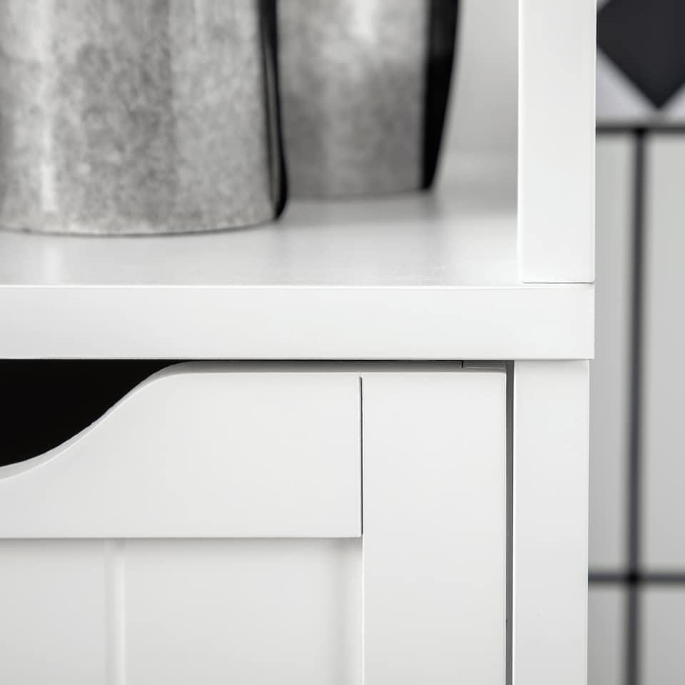 image 1 of HOMCOM Slim Bathroom Storage unit with 3 Drawers and 2 Open Shelves, White