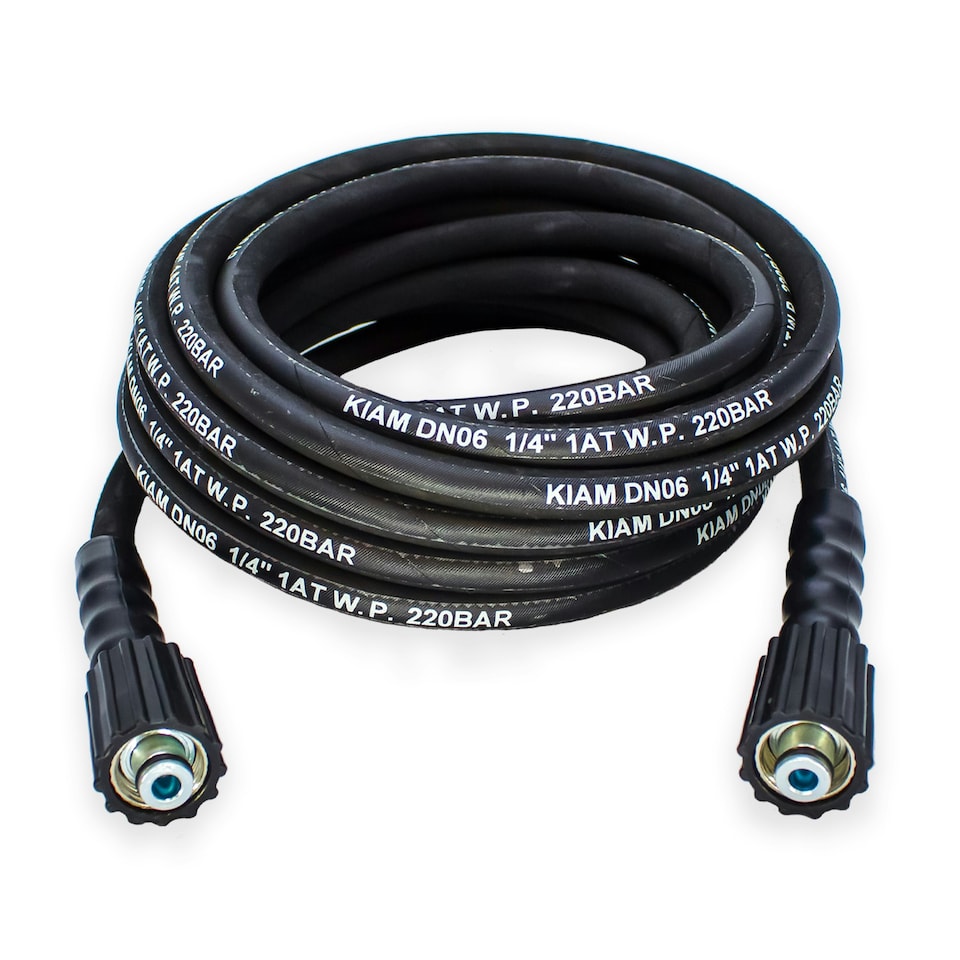 image 1 of M22 Female - M22 Female Heavy Duty 1/4" Rubber Pressure Washer Hose Black | 15m