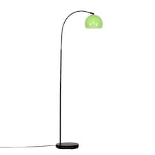 ValueLights Curva Black Floor Lamp Green Metal Dome Shade