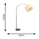 image 2 of ValueLights Louis Black Arched Curved Floor Lamp with Ochre Woven Drum Lamp Shade Cream