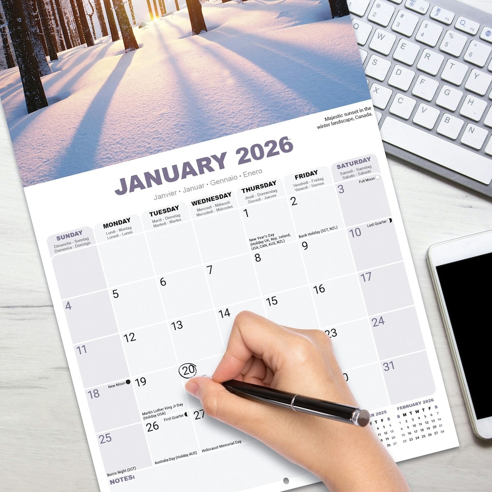 image 1 of Sunsets 2026 Calendar | Square Wall Calendar | Travel & Nature Gift | Plastic Free Packaging | by Avonside Publishing