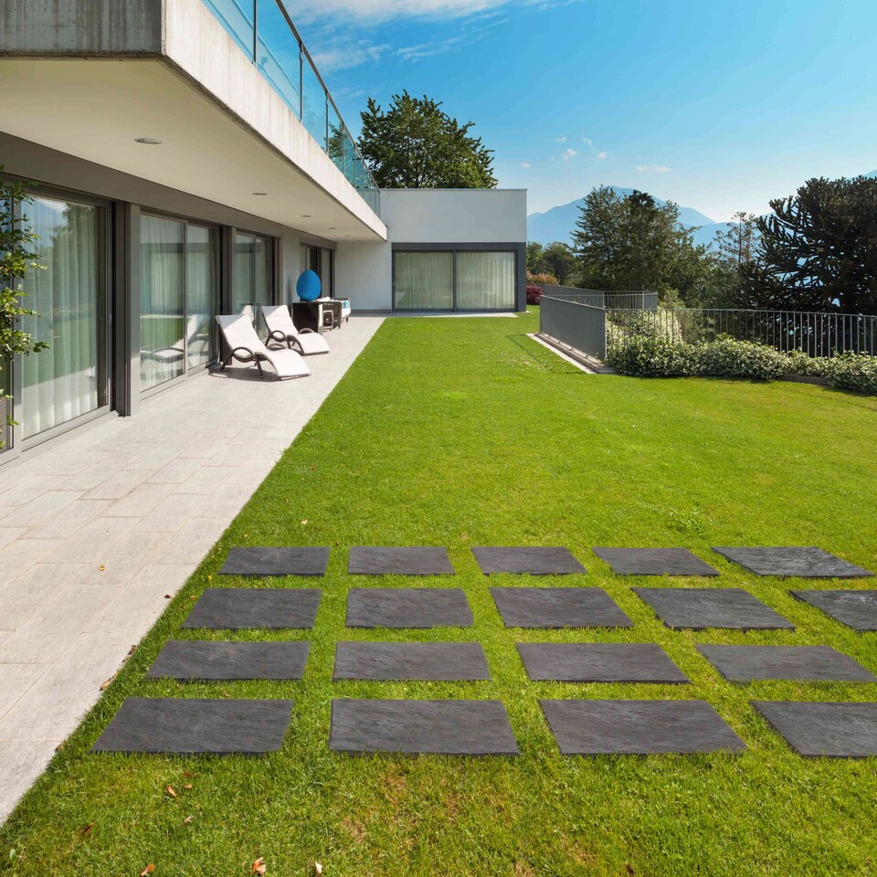 image 1 of Square Stomp Stone Grey Slate Stepping Stones - Pack of 10