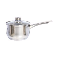 Buckingham Stainless Steel Deep Saucepan with Glass Lid 16 cm , 2 Litre | Silver