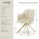 image 6 of Lounge Armchair Living Room Accent Chair 360 Swivel Slim Steel Legs Velvet Fabric  - Set of 6 Cream | Cream/Gold
