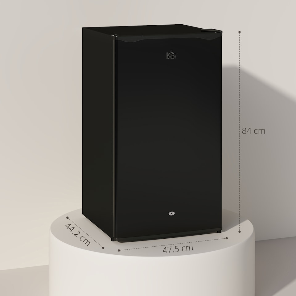 image 1 of HOMCOM 91L Freestanding Under Counter Fridge with Lock Black | Black