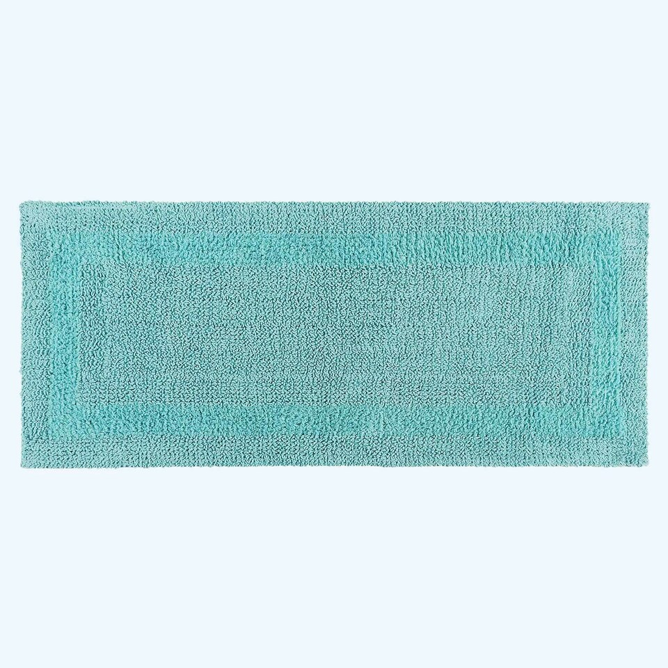 image 1 of Homescapes Luxury Reversible Bath Mat Runner - Aqua Blue