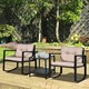 image 2 of Outsunny 3Pcs Rattan Rocking Set Patio Table Chairs Conversation
