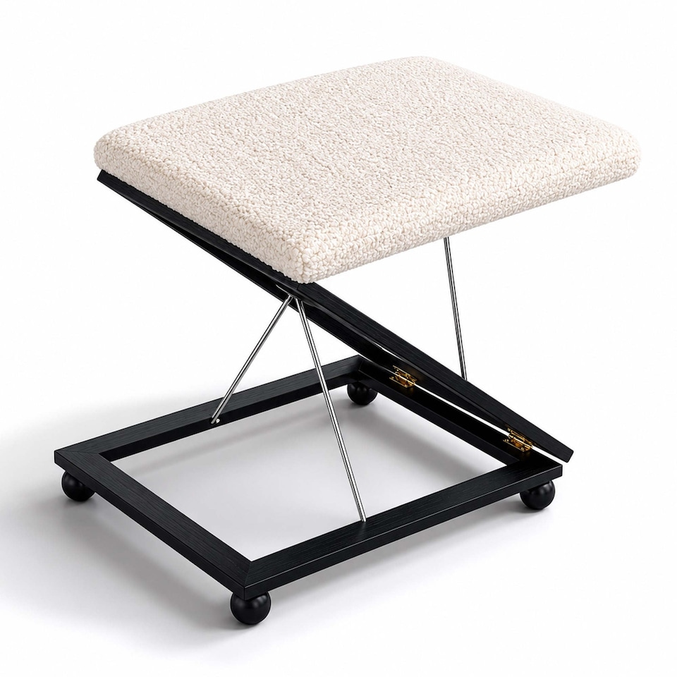 image 1 of Adjustable Folding Cushion Padded Footstool Foot Rest