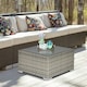 image 2 of Outsunny Patio Wicker Coffee Table w/ Glass Top Suitable for Garden Backyard