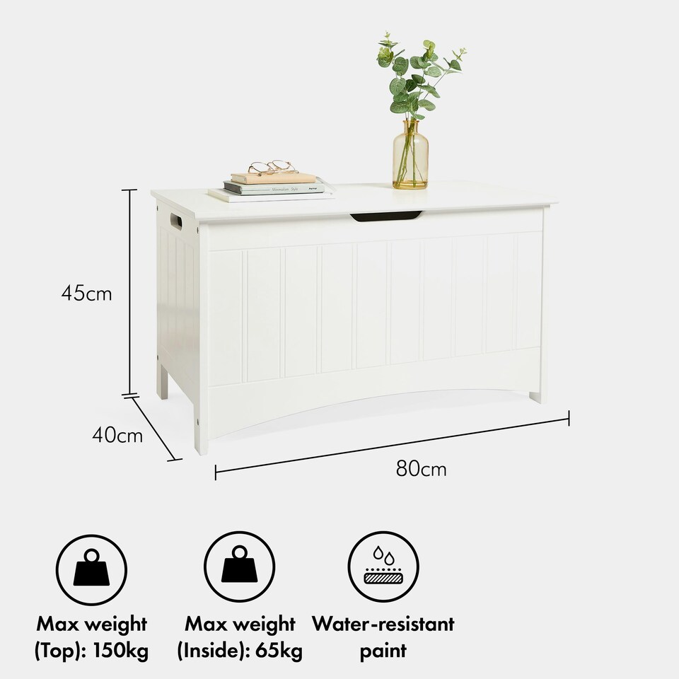 image 1 of VonHaus Holbrook White Storage Chest with Hinged Lid