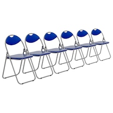 Harbour Housewares Padded Folding Chairs - Blue/Silver - Pack of 6 | Blue | Blue
