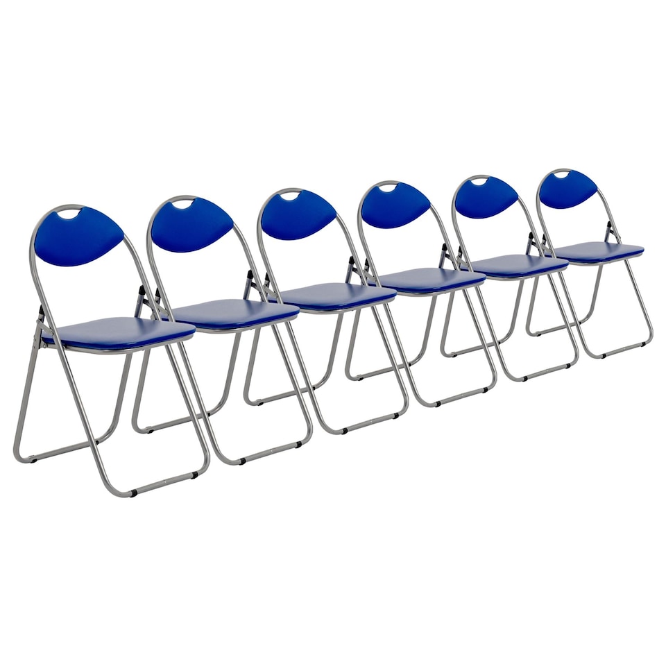 image 1 of Harbour Housewares Padded Folding Chairs - Blue/Silver - Pack of 6 | Blue | Blue