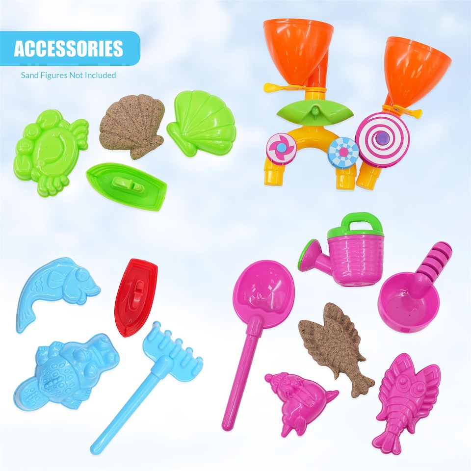 image 1 of The Magic Toy Shop Sand and Water Table 23 Piece Outdoor Play Equipment Blue