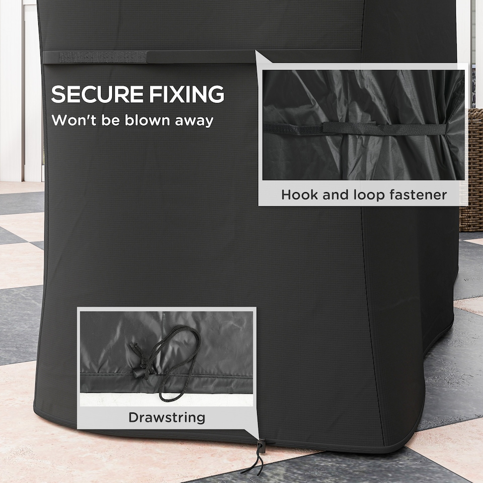 image 1 of Outsunny BBQ Cover for Rectangular Gas Grill, 420D Oxford Fabric Barbecue Covers, Waterproof UV Protection Rip-Proof, with Windproof Drawstring and Hook and Loop Fasteners, Black, 147 x 61 x 120cm