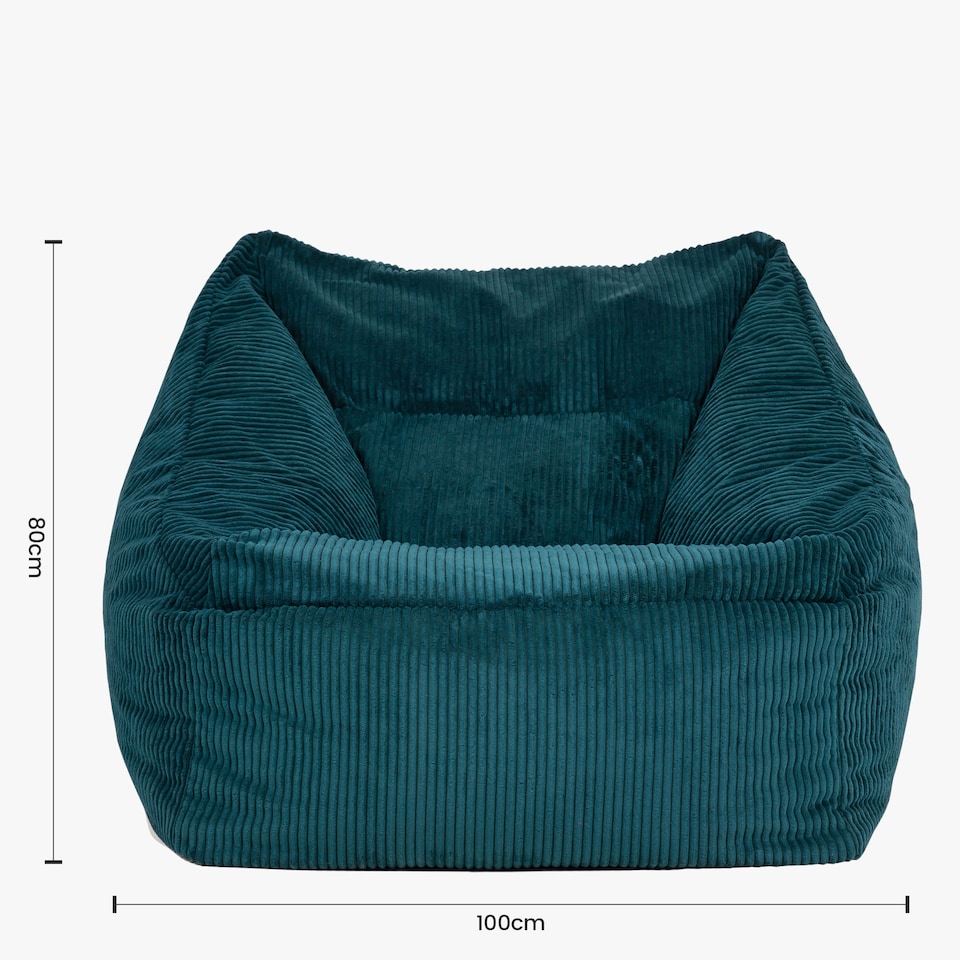 image 1 of Natalia Large Beanbag and Pouffe Set Corduroy Teal | Green | Teal | XL | 2