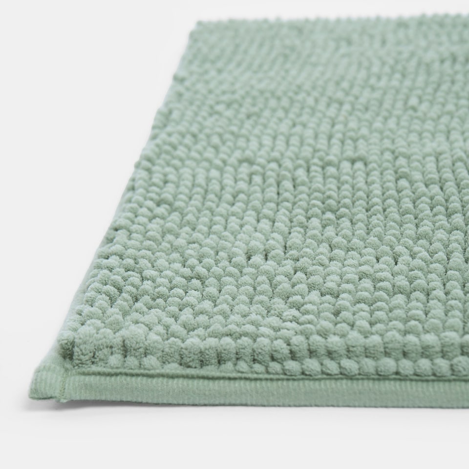 image 1 of OHS Soft Microfibre Non-Slip Absorbent Noodle Chenille Bath Runner Mat Green | Sage Green | 45 x 75cm