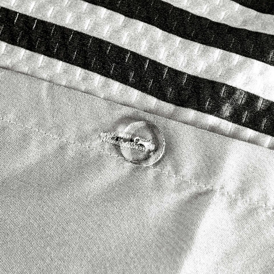 image 1 of OHS Stripe Embossed Soft Cosy Plush Plump Duvet Cover and Pillowcase Bedding Set Black | Black/Off White | King