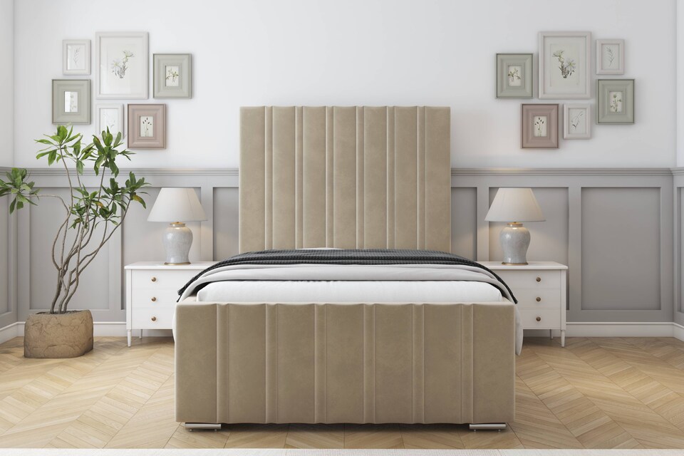image 1 of Sloomy Radcliffe Almond Coniston Bed Frame With 50" Upholstered Headboard 5' King