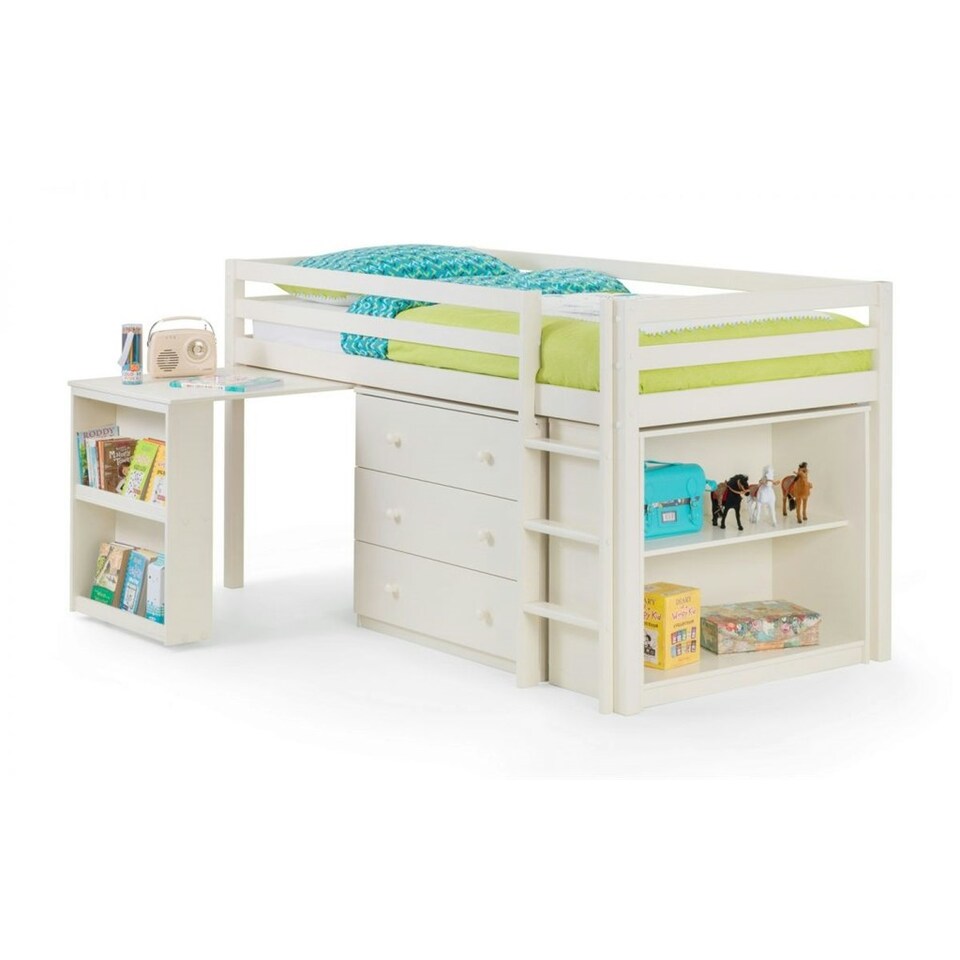 image 1 of Stone White Practical Mid Sleeper Childrens Bed Frame - Single 3ft (90cm)