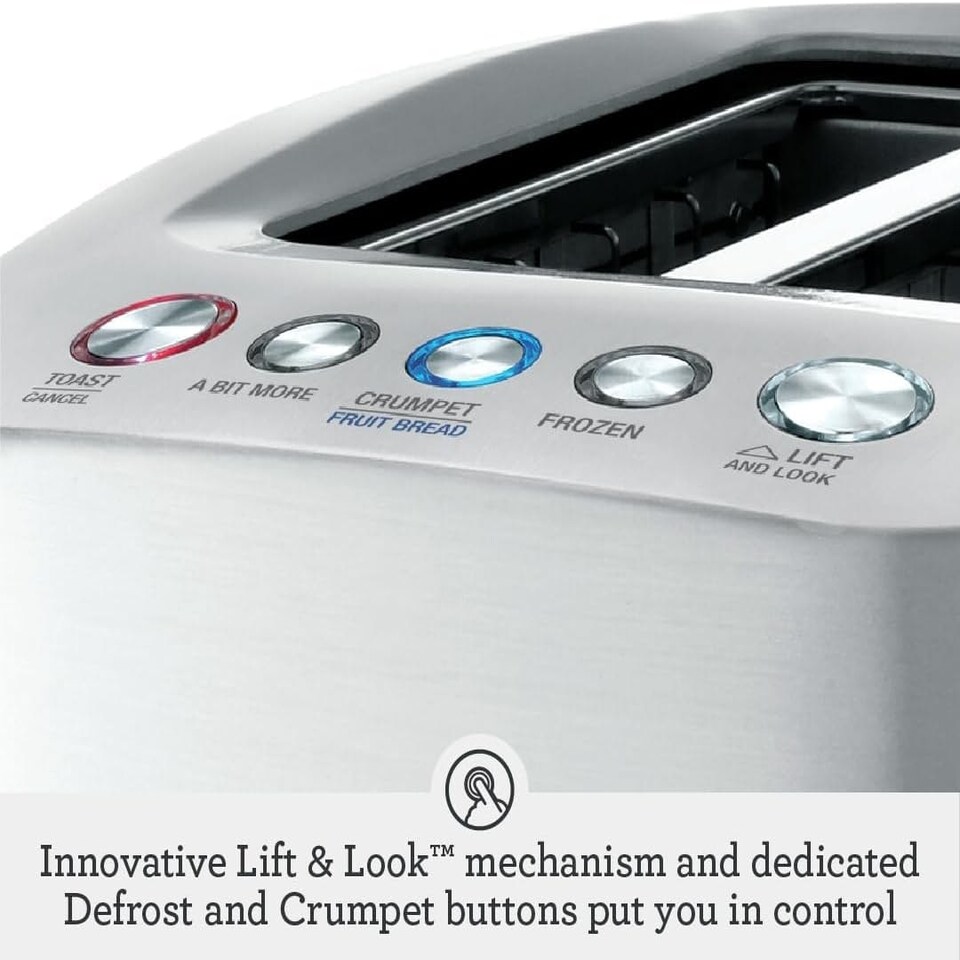 image 1 of Sage The Smart Toast 2-Slice Toaster, 2 Extra-Wide Slots - A Bit More, Lift & Look, Defrost & Bagel Settings - Brushed Aluminium Silver