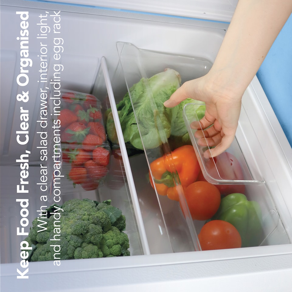 image 1 of Igenix IG3960 Freestanding Larder Fridge with 92 Litre Capacity, 2 Adjustable Shelves and Salad Drawer, Reversible Door, 48 cm Wide, White