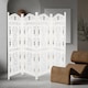 image 2 of 4 Panel Heavy Duty Carved  Screen Wooden Bells Design Room Divider White 200 x 180 cm | White | White | 200 x 180 cm