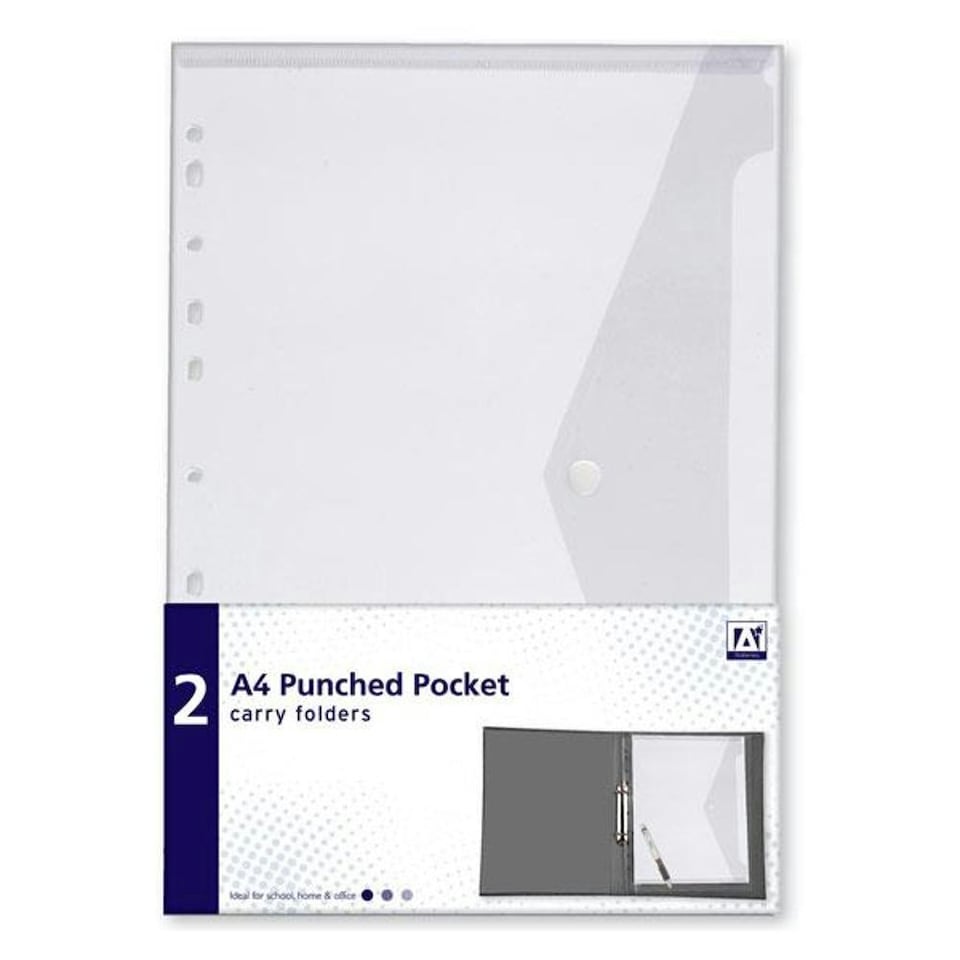 image 1 of Pack of 2 A4 Punched Pocket Carry Folder