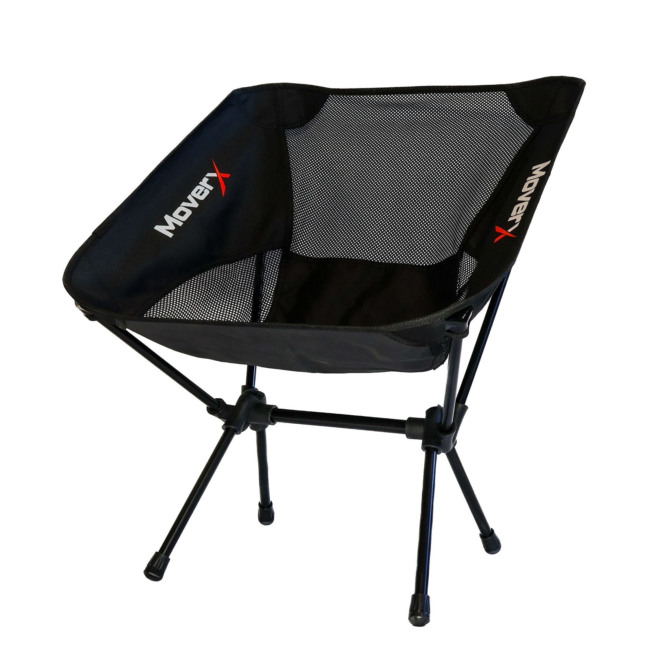 MoverX Ultra Lightweight Low Camping Chair - Capacity 150kg, Black